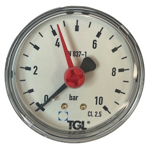 TGL 1/4" Pressure Gauge 0/10bar Bsp Back Connection